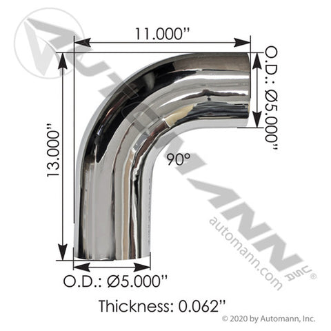 Automann 562.U469657013C Exhaust Elbow Chrome Freightliner