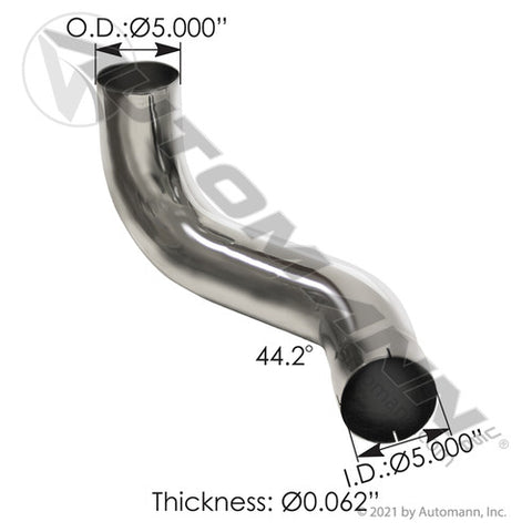 Automann 562.U591216RC Exhaust Elbow Chrome RH Kenworth