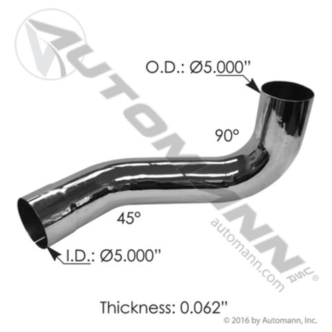 Automann 562.U5914764LC Exhaust Elbow Chrome LH Kenworth