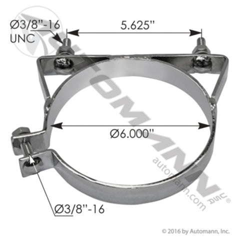 Automann 562.U5962BKC Stack Mtg Bracket 6in Chrome Kenworth