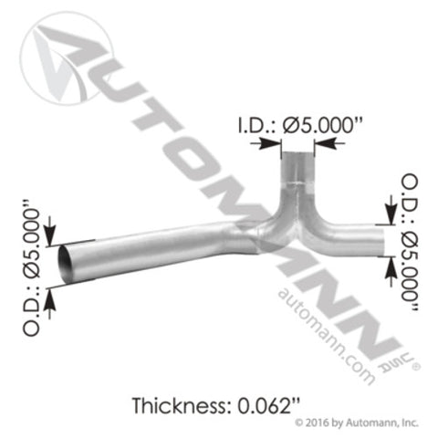 Automann 562.U7504055A Exhaust Y-Pipe ALZ Peterbilt