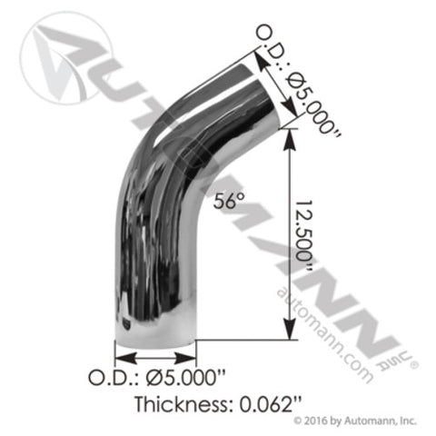Automann 562.U7513056C Exhaust Elbow Chrome Peterbilt