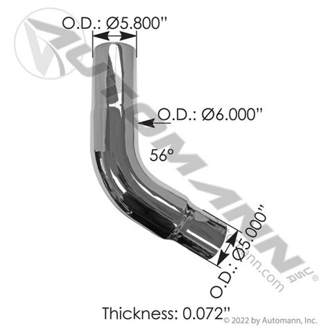 Automann 562.U7513056C6 Exhaust Elbow Chrome Peterbilt