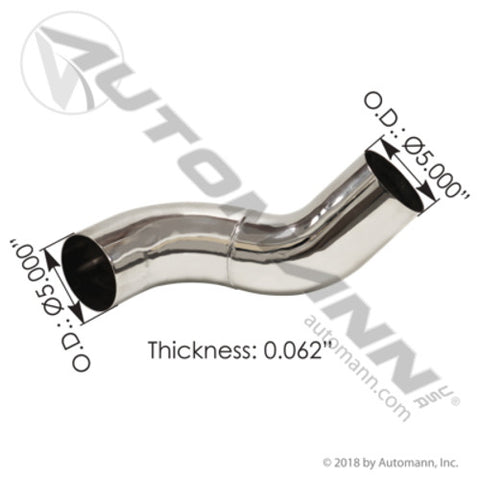 Automann 562.U7513845LC Exhaust Pipe Chrome LH Peterbilt