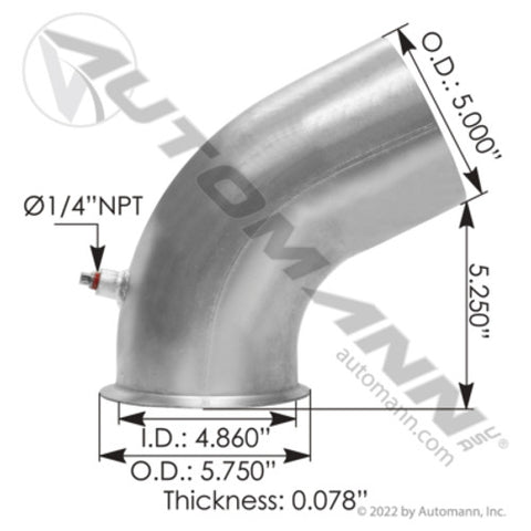 Automann 562.U7514256A Exhaust Pipe ALZ Peterbilt