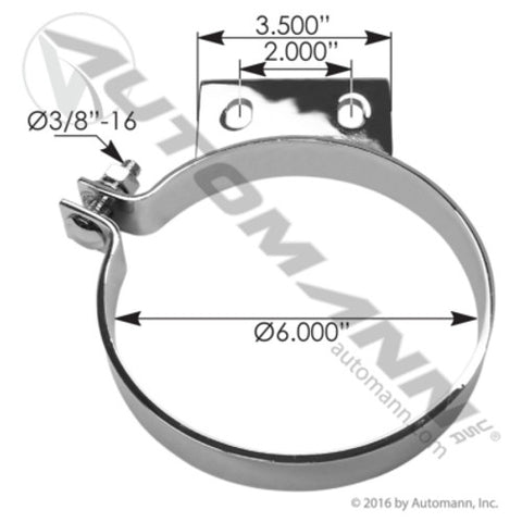 Automann 562.U7561BKC Stack Mtg Bracket 6in Chrome Peterbilt