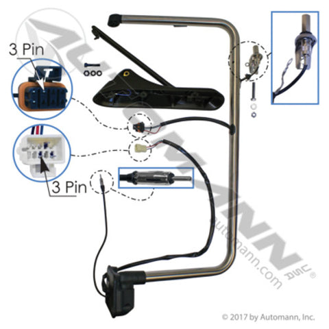 Automann 563.55036SS Mirror Arm SS LH IHC
