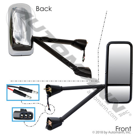 Automann 563.59021C Mirror Assy RH Heated Chrome Kenworth