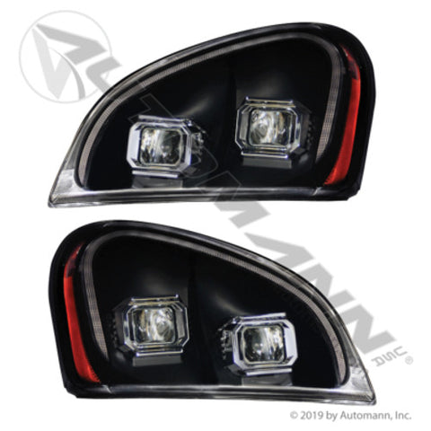 Automann 564.46051SBP Headlamp Set Freightliner Black