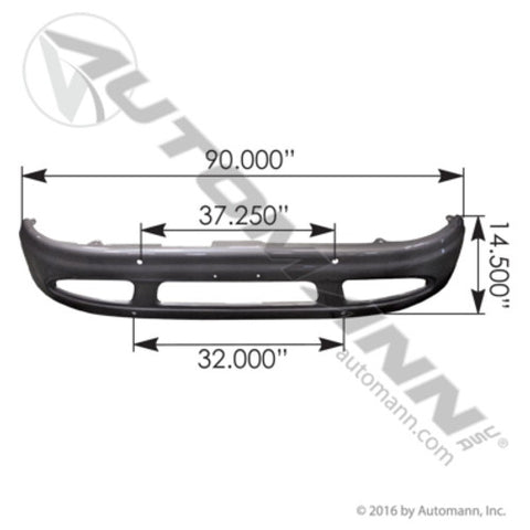 Automann 564.55012B Bumper Black w/ Large Tow Hook Hole IHC
