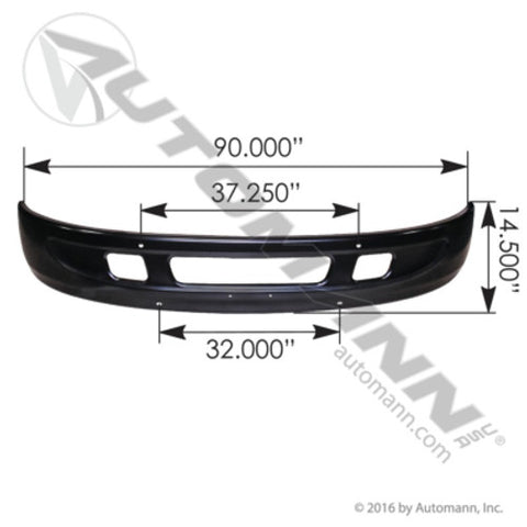 Automann 564.55021B Bumper Black w/ Small Tow Hook Hole IHC