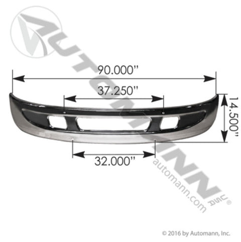 Automann 564.55021C Bumper Chrome w/ Small Tow Hook Hole IHC