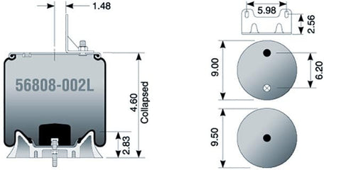 Dayton Parts 56808-002L Air Spring - Rolling Lobe