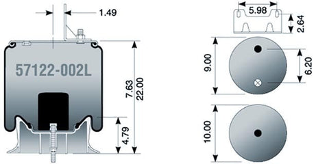 Dayton Parts 57122-002L Air Spring - Rolling Lobe
