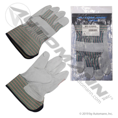 Automann 571.G2002L Gloves Leather Palm Safety Cuff Large