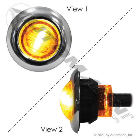 Automann 571.LD33A3-BZ-NB Marker Light LED 3/4in Amber w/ Bezel