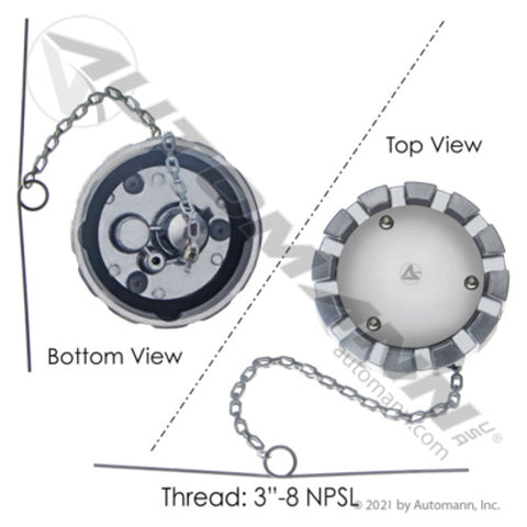Automann 572.1009 Fuel Cap Vented; Non-Locking 3in-8 NPSL