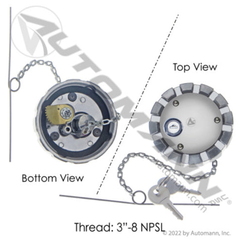 Automann 572.1010 Fuel Cap Vented Locking 3in-8 NPSL