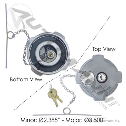 Automann 572.1018 Fuel Cap 3in Locking Freightliner