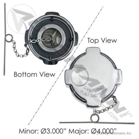 Automann 572.1026 Fuel Cap 1/4 Turn 3in Chrome