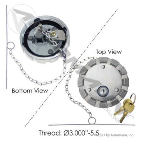 Automann 572.1036 Fuel Cap 3in-5.5 TPI Special Locking