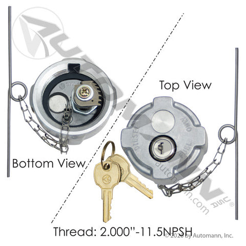 Automann 572.1045 Fuel Cap Locking 2in-11-1/2 NPSH