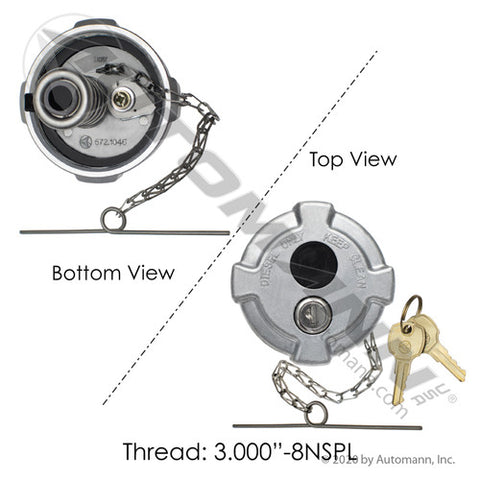 Automann 572.1046 Fuel Cap Locking 3in-8 NPSL Vented