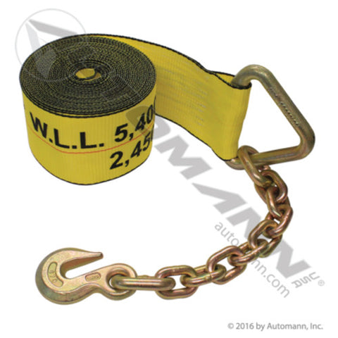 Automann 573.D430CH Chain Hook Winch Strap 4in X 30FT