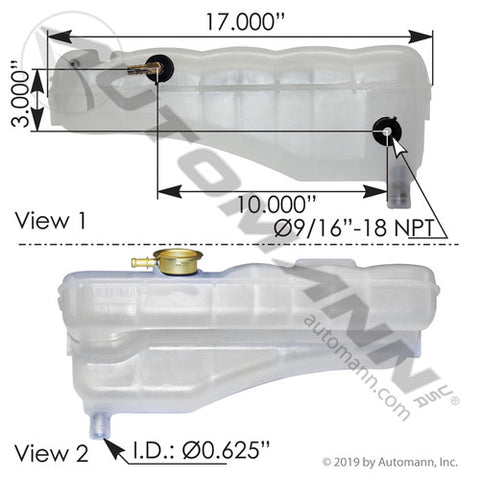 Automann 575.10121 Coolant Reservoir Freightliner
