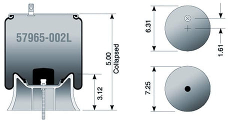 Dayton Parts 57965-002L Air Spring - Rolling Lobe