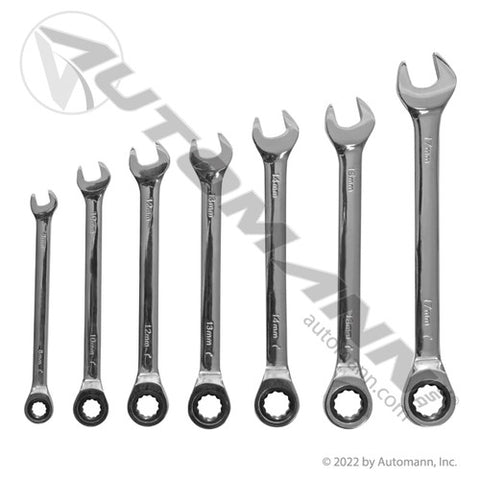 Automann 579.4007MRK Ratcheting Combo Wrench Set Metric 7pc