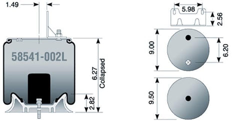 Dayton Parts 58541-002L Air Spring - Rolling Lobe