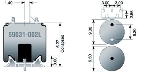 Dayton Parts 59031-002L Air Spring - Rolling Lobe