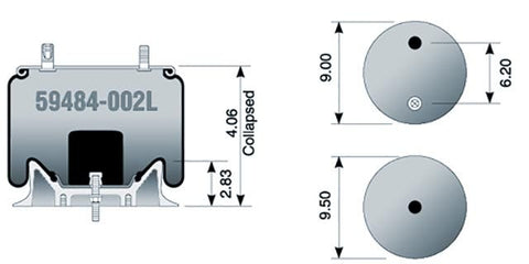 Dayton Parts 59484-002L Air Spring - Rolling Lobe