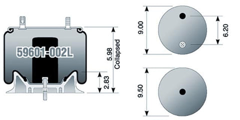 Dayton Parts 59601-002L Air Spring - Rolling Lobe