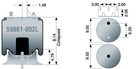 Dayton Parts 59861-002L Air Spring - Rolling Lobe