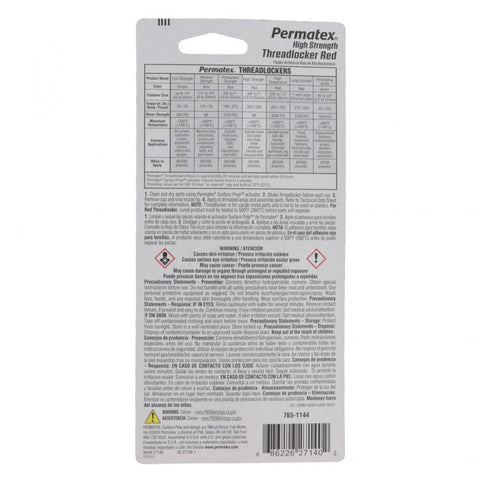 Pai 820987 Permatex 27140 Threadlocker Permanent (Red) 36ml Bottle