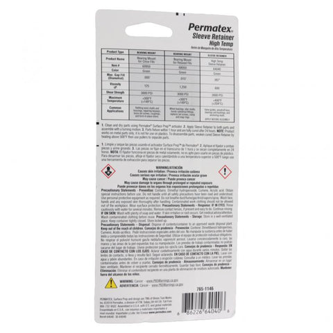 Pai 820988 Permatex 64040 High Temperature Sleeve Retainer (Green) 36ml