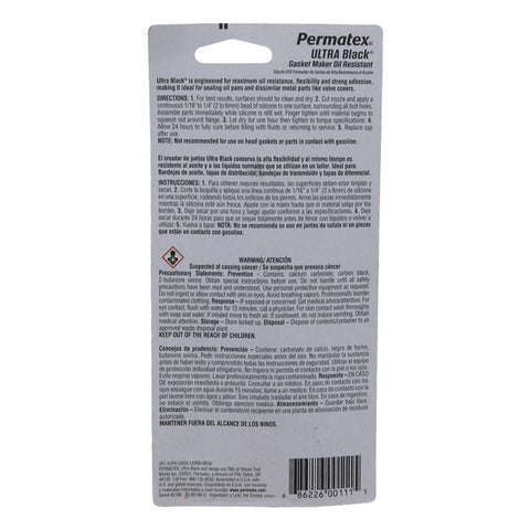 Pai 820990 Permatex 82180 Ultra Black Gasket Maker **3.35oz Tube**