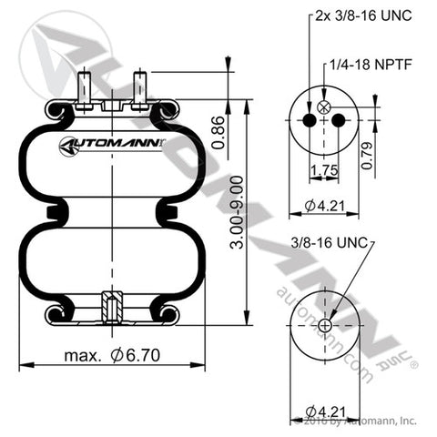 Automann Phoenix ABSP2B05RD-6871 Air Spring Double Convoluted