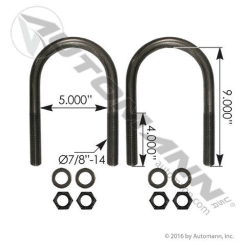 Automann AUBK8165-09 U Bolt Kit RND 7/8in X 5in X 9in