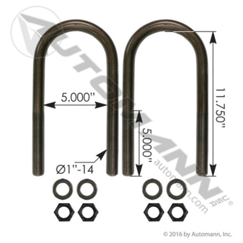 Automann AUBK8175-11 U Bolt Kit 1in X 5in X 11in