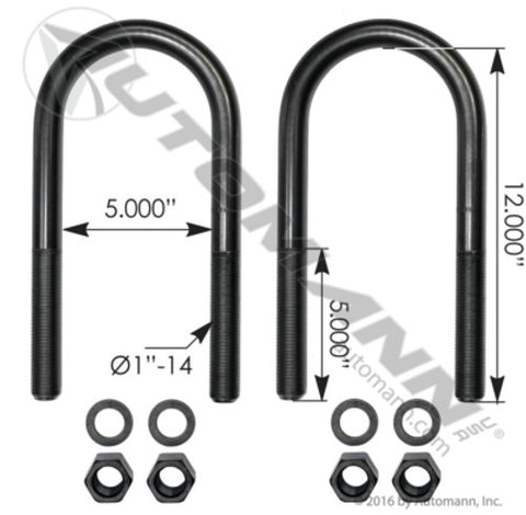 Automann AUBK8175-12 U Bolt Kit RND 1-14in X 5.0in X 12in