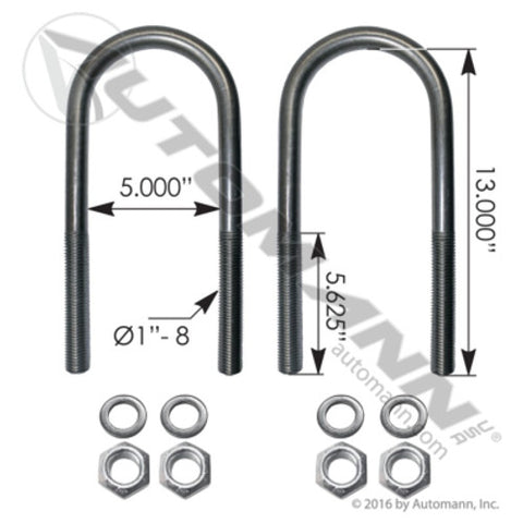 Automann AUBK8175-13 U Bolt Kit RND 1-8in X 5in X 13in