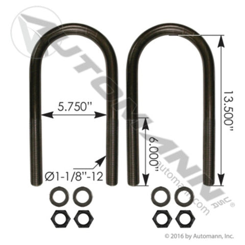 Automann AUBK8187-134 U Bolt Kit 1-1/8in X 5-3/4in X 13-1/2in