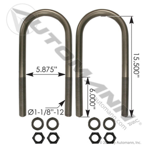 Automann AUBK8187-154 U Bolt Kit 1-1/8in X 5-3/4in X 15-1/2in