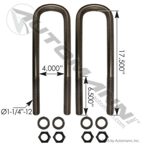 Automann AUBK8394-174S U Bolt Kit 1-1/4in X 4in X 17-1/2in