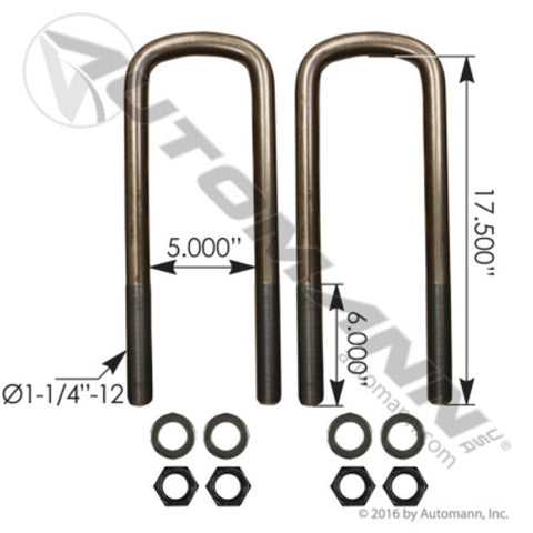 Automann AUBK8395-174S U Bolt Kit 1-1/4in X 5in X 17-1/2in