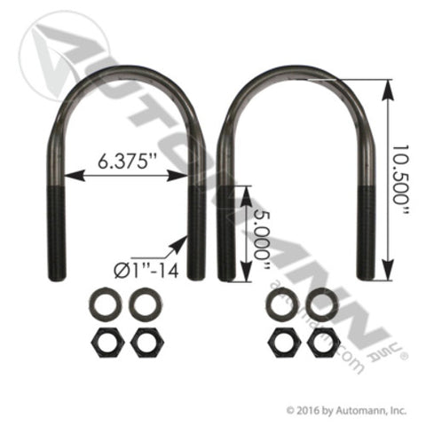 Automann AUBK8479-104 U Bolt Kit F/Round 1 X 6-3/8 X 10-1/2in