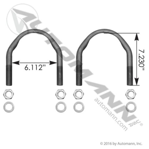 Automann AUBK8668-072 U Bolt Kit F/Semi/RND 7/8 X 6 X 7-1/4in